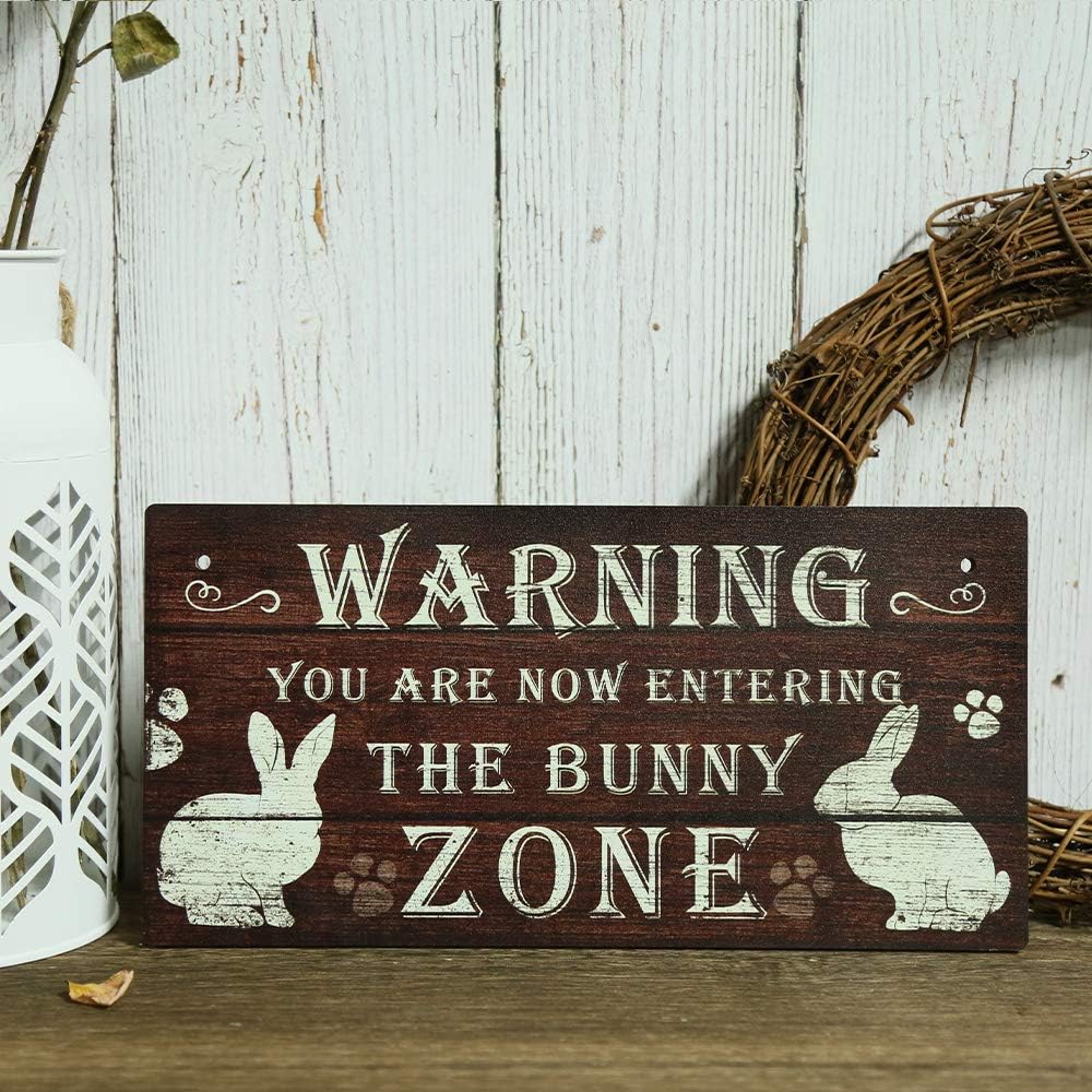 Putuo Decor Funny Rabbit Sign Bunny Rabbit Home Decor Gift Bunny Mom Bunny Lover 12 x 6 Inch (The Bunny Zone)