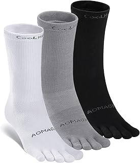Toe Socks Men Women Athletic Running Coolmax Five Finger Crew Socks Comfortable Breathable Lightweight 3 Pairs