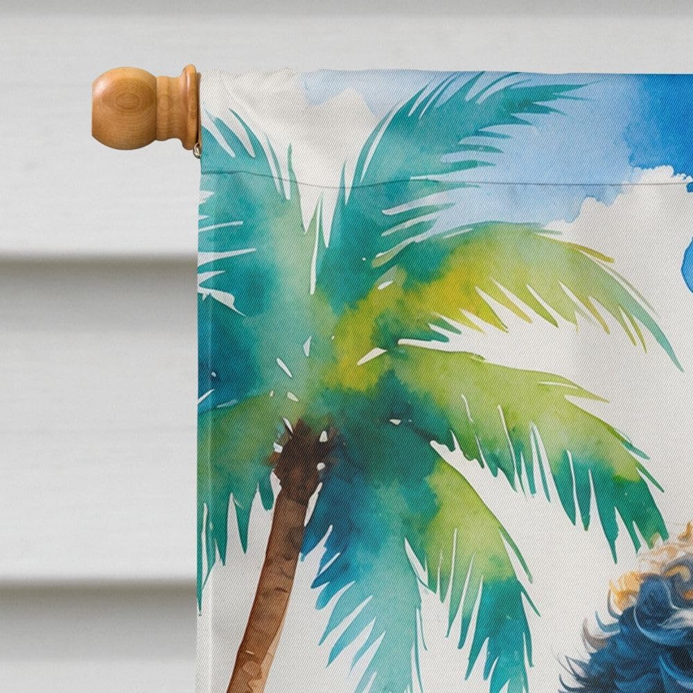 Caroline's Treasures Black Poodle Summer Beach Time House Flag Large Porch Sleeve Pole Decorative Outside Yard Banner Artwork Wall Hanging, Polyester, House Size, Multicolor