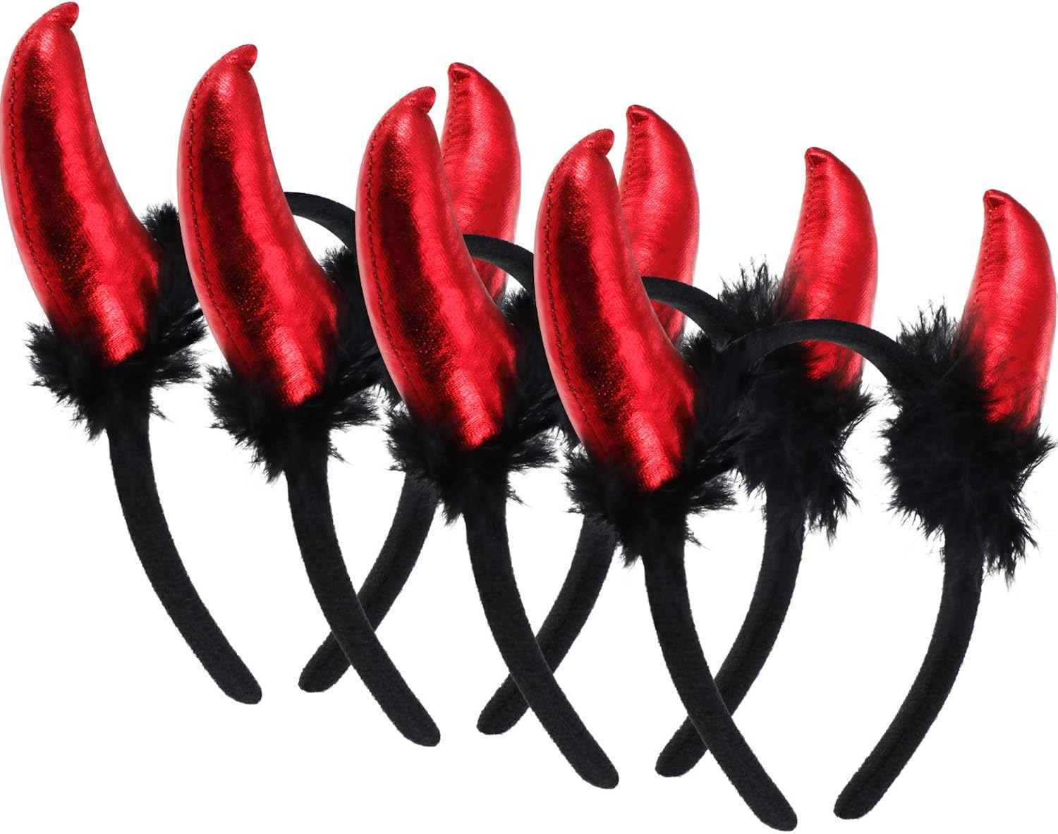 4 Pieces Halloween Devil Horns Headband Sequin Devil Costume Devil Ears