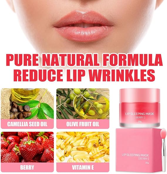 Lip Mask - Lip Sleeping Mask - Lip Sleep Mask Overnight Lip Skincare Lip Oils - Lip Moisturiser for Dry Chapped Peeling Cracked Lips Fades Lip Lines, Lip Balm for Moisture Lip Care