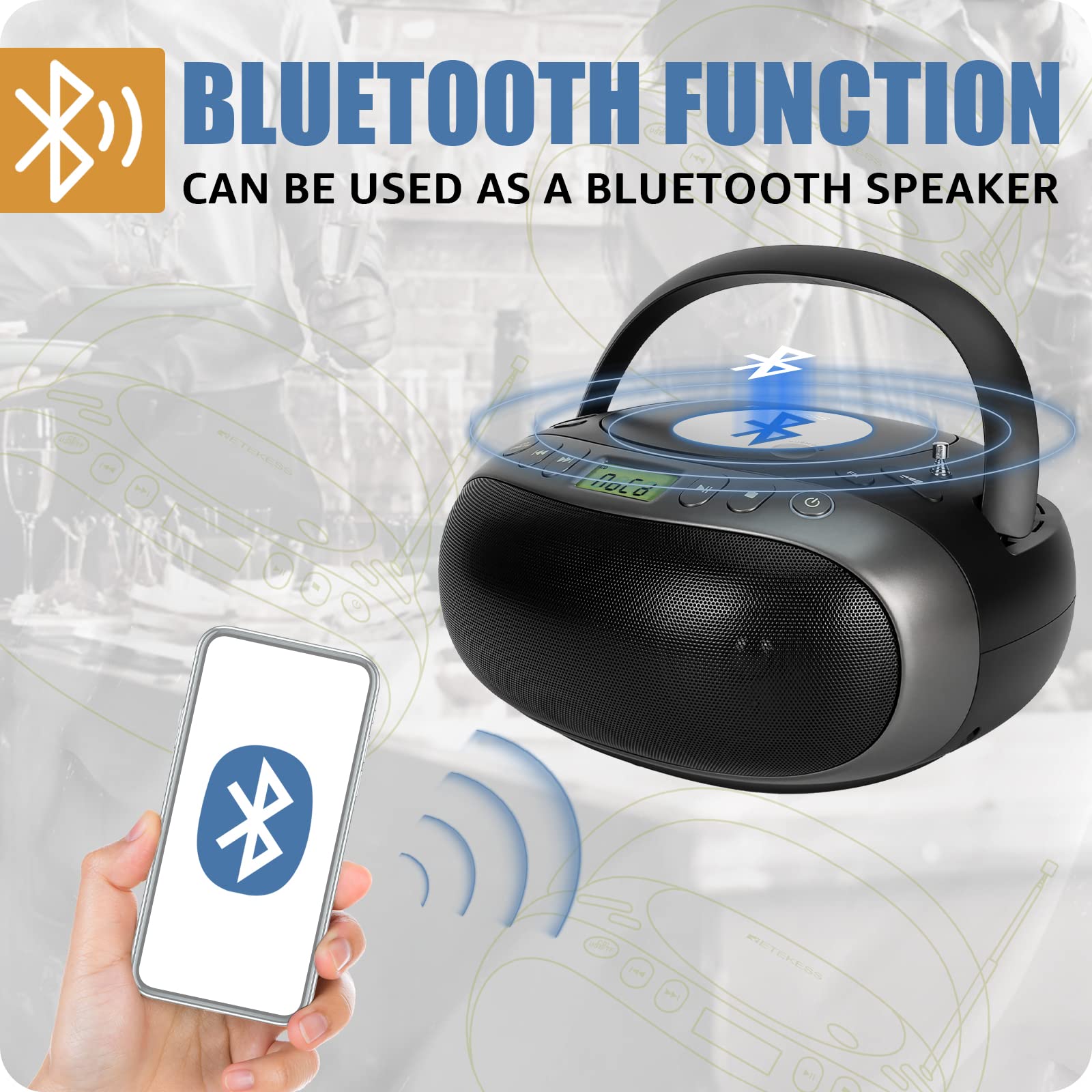 Radio Portatile Retekess TR604 - FM/AM, Alimentazione A Corrente O Batterie, Display Grande, Per Anziani