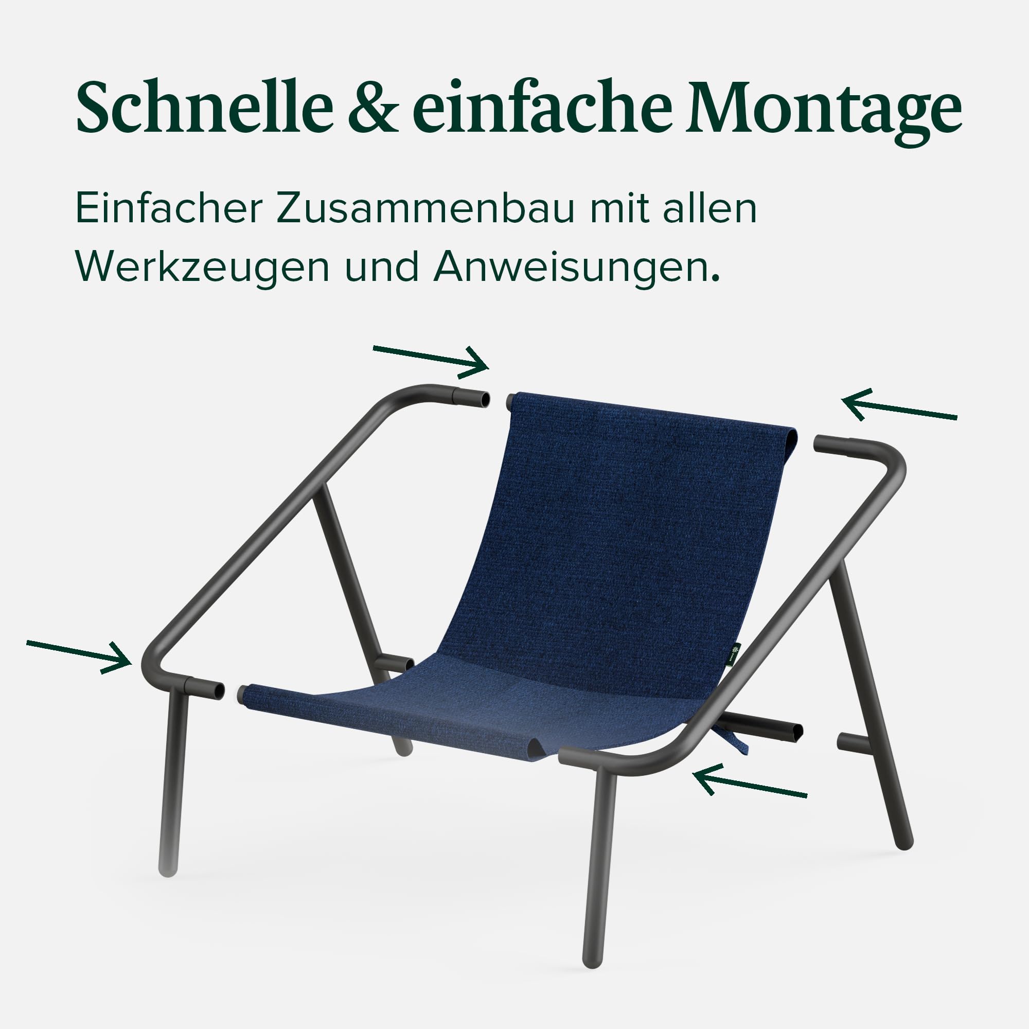 Zinus Ada Loungesessel, Navy blau, Sessel, Metallrahmen mit zerkleinerten Schaumstoffpolstern
