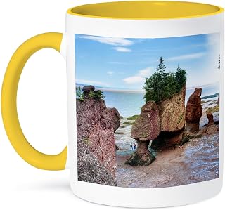 3dRose Lovers Arch, Bear Rock, Bay of Fundy, New Brunswick - CN04 MGL0001 - Miva Stock 15oz Two-Tone Yellow Mug