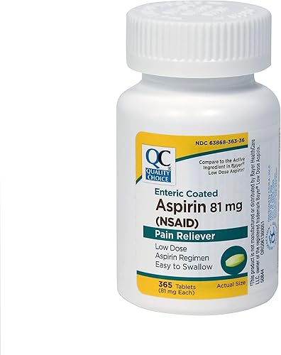 Quality Choice Aspirina Lo-dosis con recubrimiento entérico de 81 mg. Tableta 365 unidades, cajas (paquete de 3)