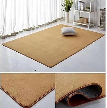 Velvet Bay Window Seat Pad/Mats, Sofa Covers Washable, Window Bench Seat Cover, Couch Covers for Pets, Non-Slip Sofa Slipcovers, Area Rugs Pad for Home Decor Color Khaki, Size 19.7 * 63in