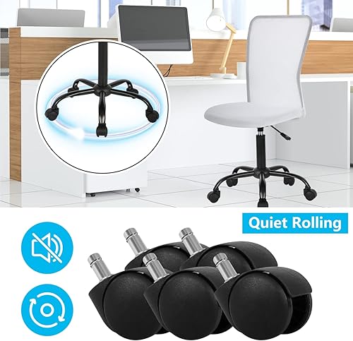 Miniatura 6 de Silla de oficina en casa sin brazos silla de escritorio pequeña silla de malla de respaldo medio silla de computadora básica de altura ajustable