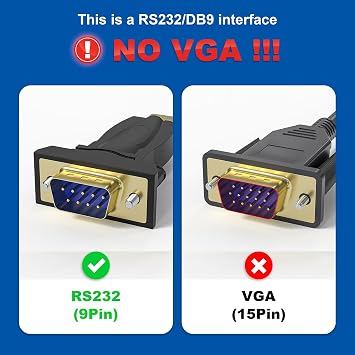 USB Type C to RS232 DB9 Serial Port Adapter Cable, FTDI Chipset, Supports Windows 11, 10, 8, 7 and Mac Linux