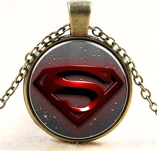 Superman Necklace Pendant Glass Dome Art Pendant Charm Superman Necklace Jewelry Jewelry