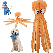 2026 New Octopus Dog Toy12.6in, Squeaky Crinkle Plush No Stuffing Interactive Dog Toy for Small Medium Dogs, Soft Pet Safe Dog Chew Toys Orange