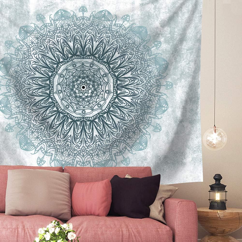 Indusleaf Mandala Tapestry Wall Decor Blue Psychedelic Hanging Bohemian Living Room for Women Girls and Teal Boho Medallion