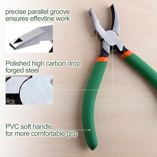 Miniatura 3 de SPEEDWOX Alicates profesionales de 6 pulgadas, alicates Grozer de vidrio, herramienta de rotura de mosaicos para mordisquear vidrio preciso de