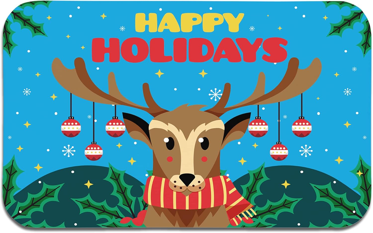 TEEAMORE Merry Christmas Anti Slip Door Mat Outdoor Indoor Xmas Doormat