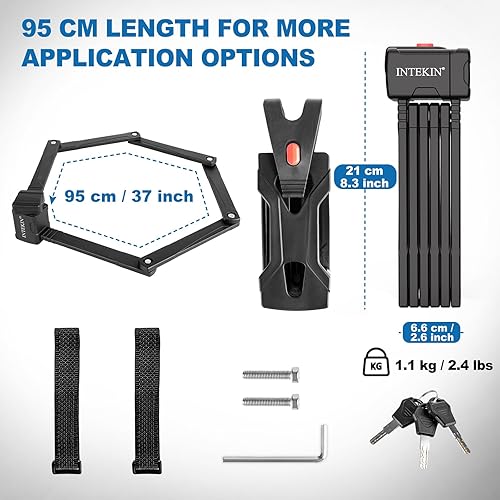 Miniatura 2 de Cerradura compacta plegable para bicicleta, resistente antirrobo, con 3 llaves y soporte, ligera para bicicleta de carretera, bicicleta de montaña,