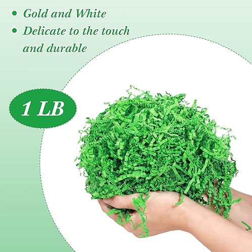 Miniatura 2 de Outus Papel de corte arrugado de 1 libra, papel triturado para caja de regalo, papel arrugado metálico triturado, papel de seda de pascua para