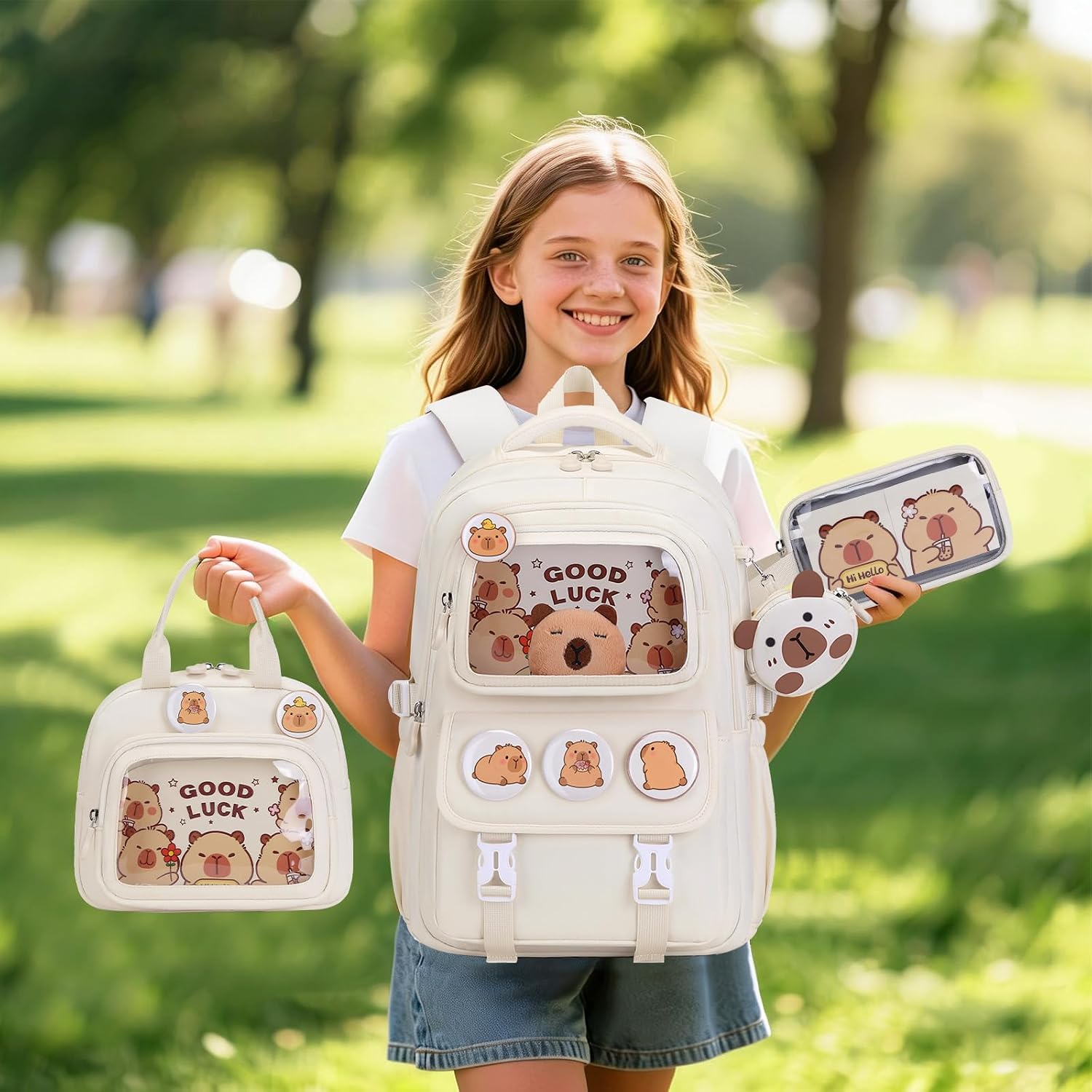 30pcs Capybara Backpack School Girls Supplies