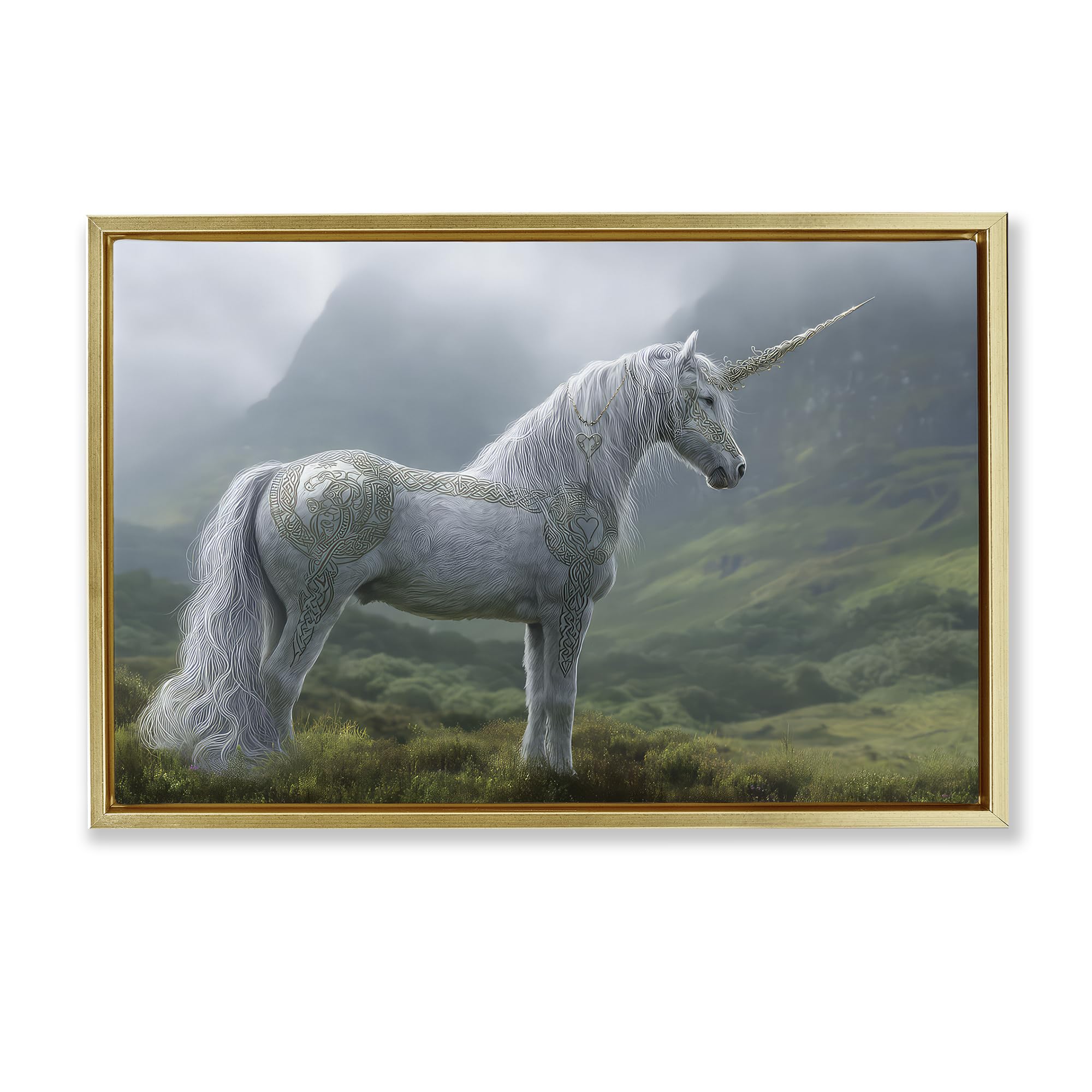 Elegant Celtic Unicorn Fantasy, 20 x 30 Inch Canvas in Floater Frame