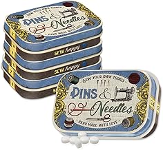 Nostalgic-Art Retro Pill Box, 4 x 6 x 1.6 cm, Pins & Needles (Set of 4) - Gift Idea for Your Home, with Peppermint Dragees, Vintage Design