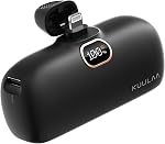 Kuulaa 5000mAh Mini Banque d'électricité pour iPhone, 20W USB-C Chargeur portable à charge rapide avec LED Affichage intégré USB-C Connecteur, petit pack de batterie pour iPhone 17/16/15 Series, Samsung, Huawei, Violet