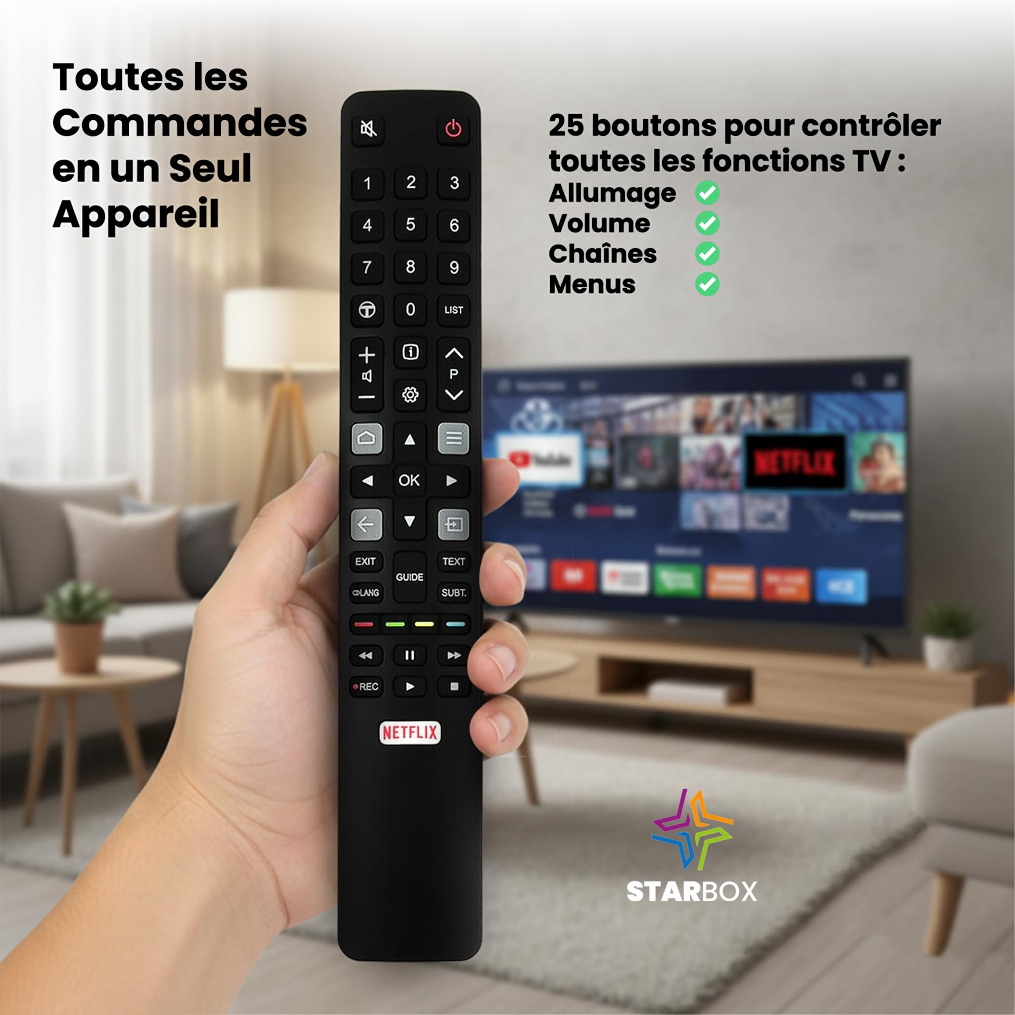 STAR BOX - Telecommande Compatible TCL ARC802N RC802N pour Thomson TCL Smart TV 4K UHD TV 32ES560 32ES580 40ES560 43EP640