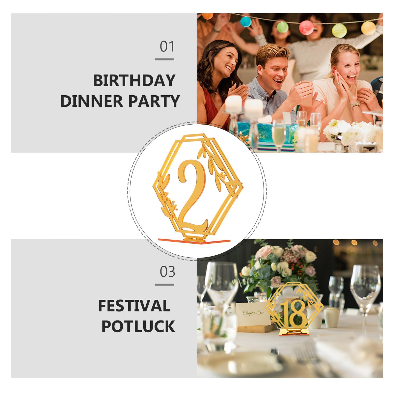 ULTECHNOVO 20 Stück Teiliges Tischnummern Doppelseitig Goldfarben Runde Tischschilder für Hochzeit Restaurant Catering Sitzordnung Geeignet für Feiern und Events