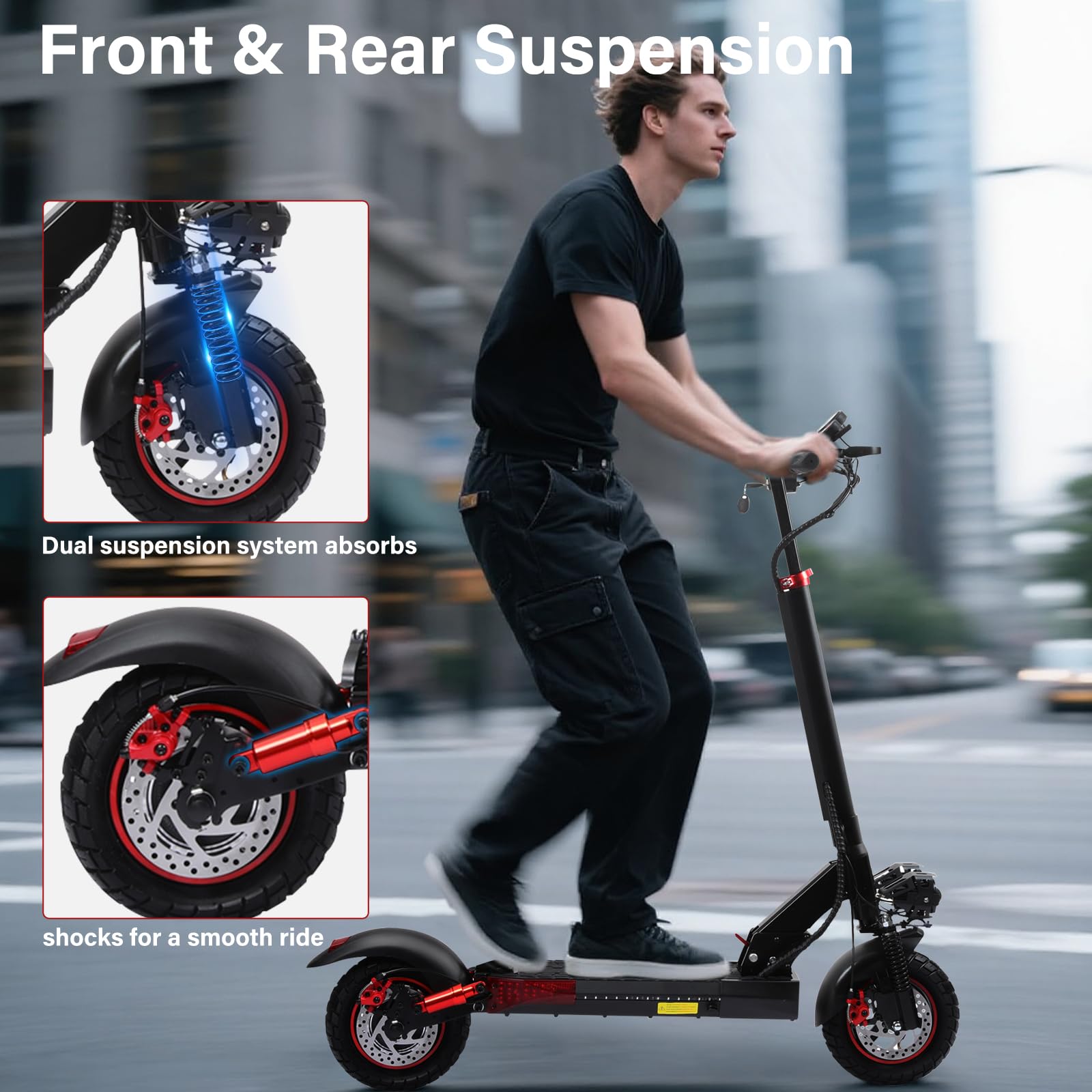 Monopattino Elettrico Adulto, Batteria 48V 15Ah, Autonomia 50-55 km, Monopattino Elettrici Pieghevole con Potente Motore 500W, Ruote Off-Road10", Doppio Ammortizzatore, IP54, Regalo Compleanno