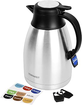 Thermal Coffee Carafe with Hang Tag, 2L/68 Oz Stainless Steel Vacuum Insulated Thermoses, Double-Wall Design, 24-Hour Hot & Cold, Leak-Proof, Portable for Travel,Camping,Office