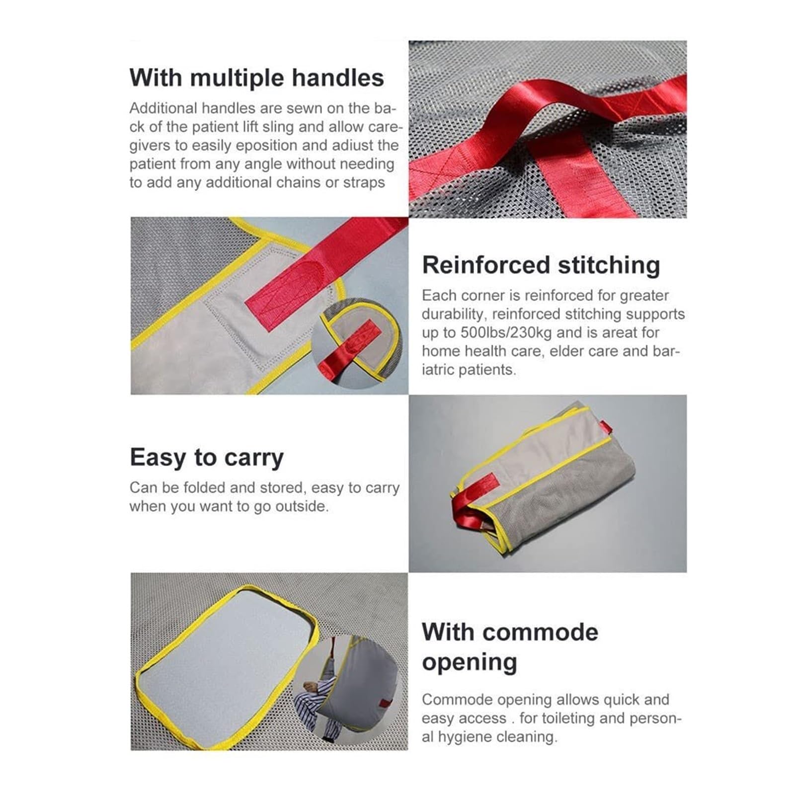 Arnés de Transferencia para Pacientes con Apertura para WC - Red Completa para Ducha, Camas y Sillas de Ruedas - Regulable hasta 230 kg