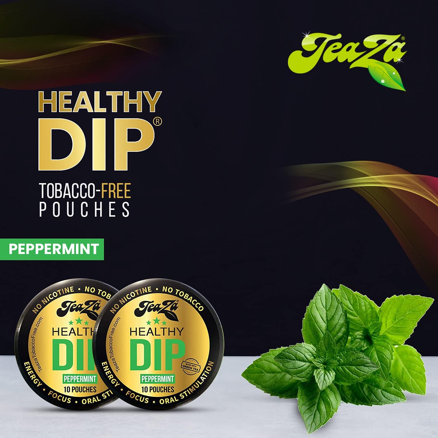 TeaZa Peppermint Herbal Snuff - Nicotine-Free - Herbal Snuff - Great Tasting & Refreshing Chewing Alternative - 4 Count : Health & Household