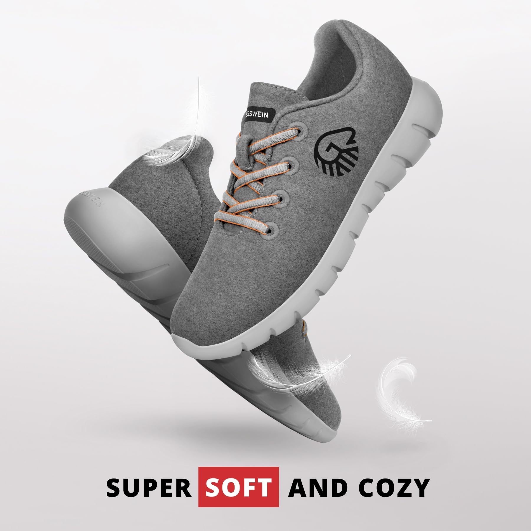 Giesswein Merino Runners Men - Breathable Merino Wool 3D Stretch Sneakers, Lightweight Men's Casual Shoes with Replaceable Footbed Grey