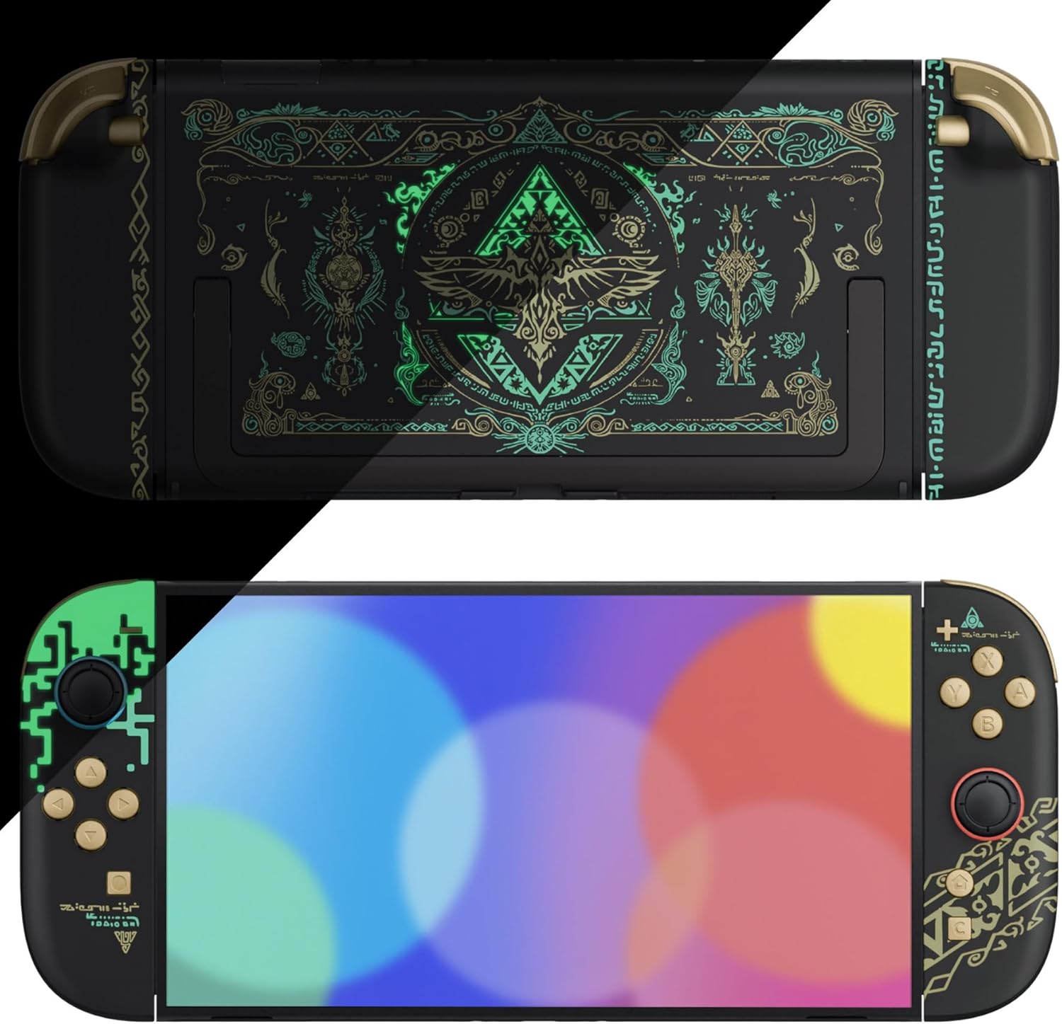 eXtremeRate DIY Replacement Shell Buttons for Nintendo Switch 2, Full Set Back Plate Controller Housing with Buttons for Switch 2 Handheld Console & Joycon 2 - Deluxe Version - Totem of Kingdom Black