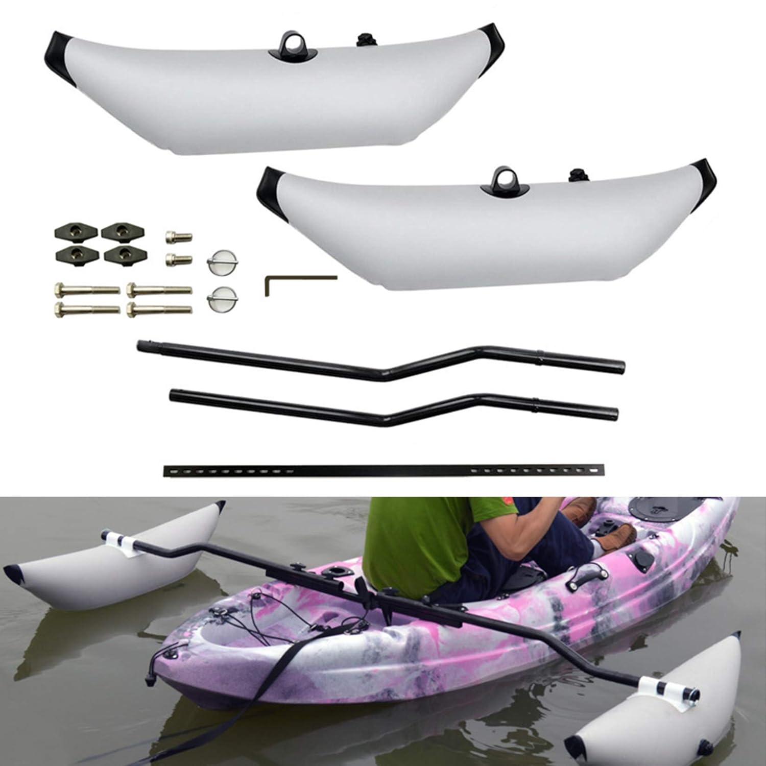 HXSD Water Sports Kayak PVC Inflatable Outrigger Float with Arms Rod ...