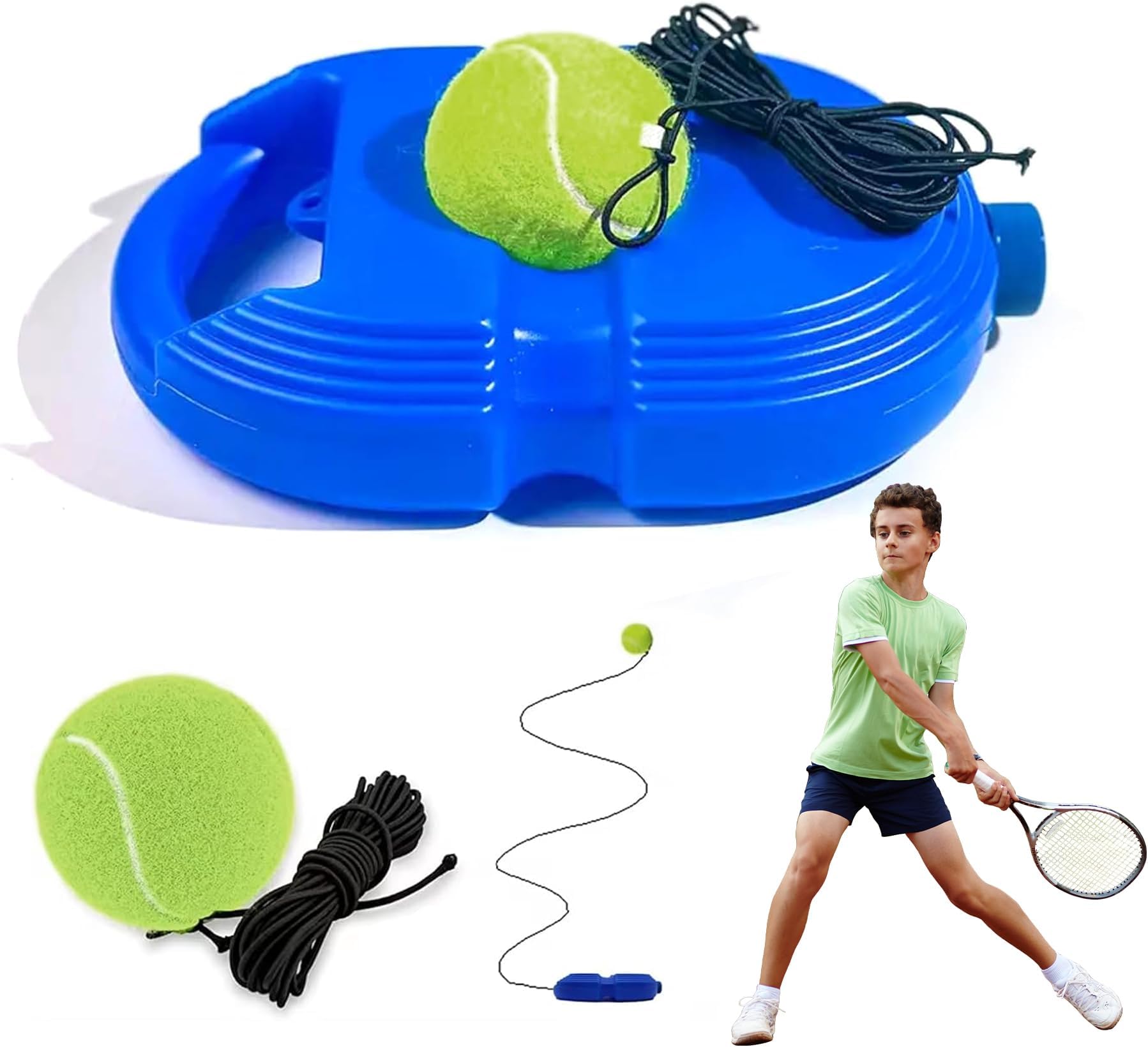 Kidology Tennis Trainer Rebound Ball with String (Racket Not Included)- Self Practice Equipment Self Practice & Training Tool, Portable Equipment for Kids Beginners -Blue