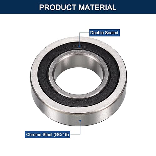Miniatura 3 de HiPicco R16-2RS Rodamientos rígidos de bolas, ID 1" x OD 2" x Ancho 12" Rodamiento de bolas sellado de goma doble Palanca Z2 de acero cromado