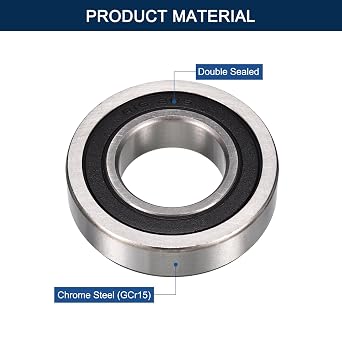R16-2RS Deep Groove Ball Bearings, ID 1 x OD 2 x Width 1/2 Double Rubber Sealed Ball Bearing Pre-Lubricated Chrome Steel Z2 Lever 2pcs