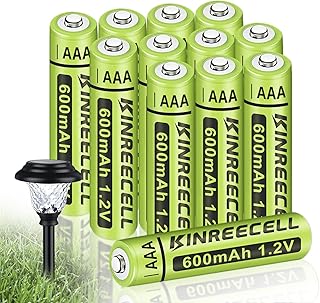 Rechargeable AAA 600mAh Batteries, Ni-MH Triple A Solar Batteries High Capacity 1.2V Pre-Charged for Outdoor Solar Lights(12pack)