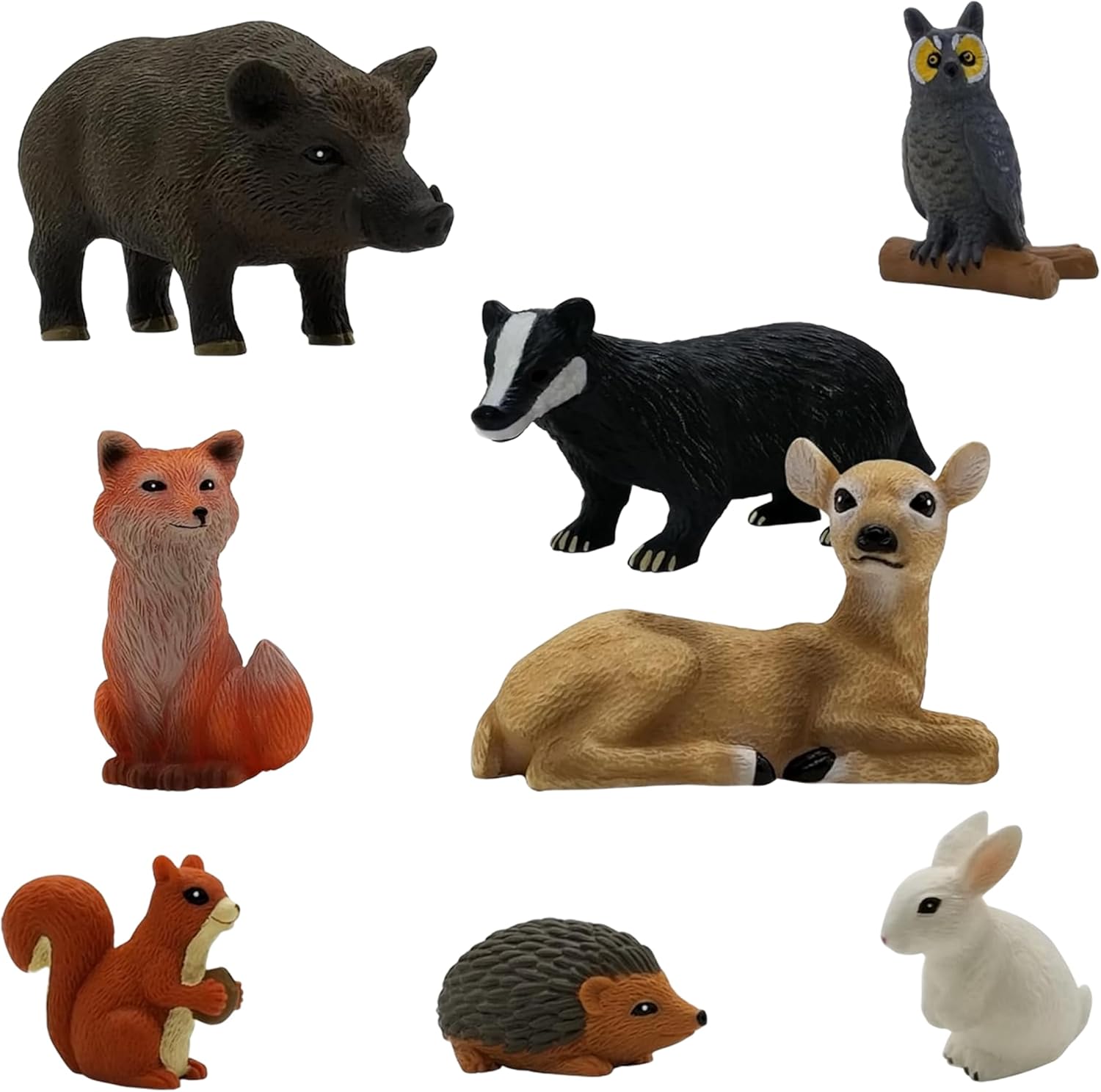 Get Ready Kids Forest Animal Playset – 8-Piece Mini Forest Animal Figurines Set | Woodland Animals Toys for Toddlers 18 Months and up | Durable Plastic Figures for Imaginative Play