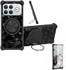 Funda Compatible para Poco F8 Ultra, Cubierta para Teléfono [con 1* Protector de Pantalla de Vidrio Templado] Funda Híbrida [Soporte de Anillo 360°, Magnética] CX-26-HEI 1