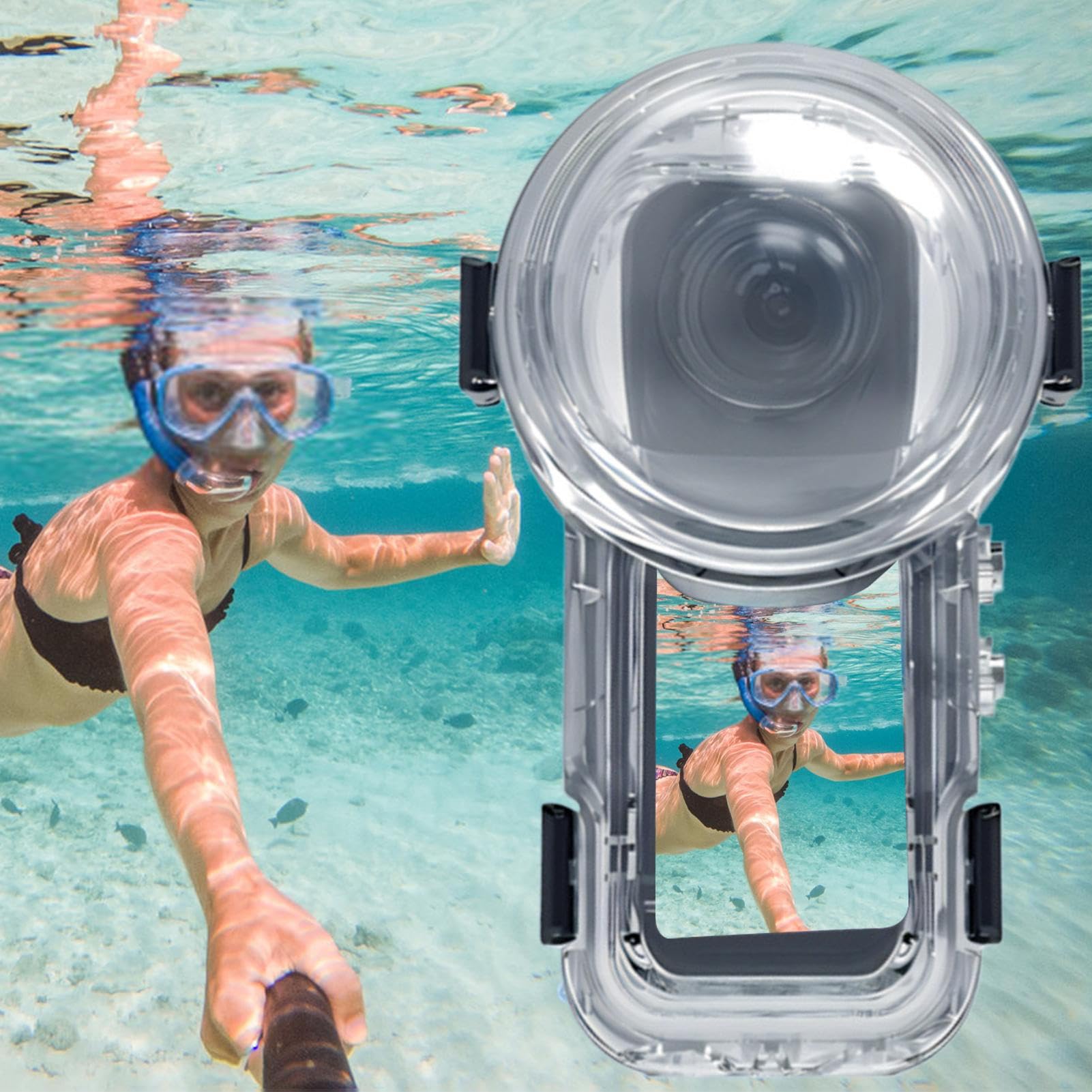 Custodia Subacquea Guscio Protettivo per Fotografia | Scafo Impermeabile da 60m con Pannello Antiappannante per Immersioni e Snorkeling Femminile