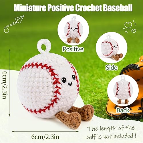 Miniatura 3 de Regalos de béisbol positivos de ganchillo, regalo inspirador de béisbol para niños, entrenador, novio, hermano, regalos divertidos hechos a mano con