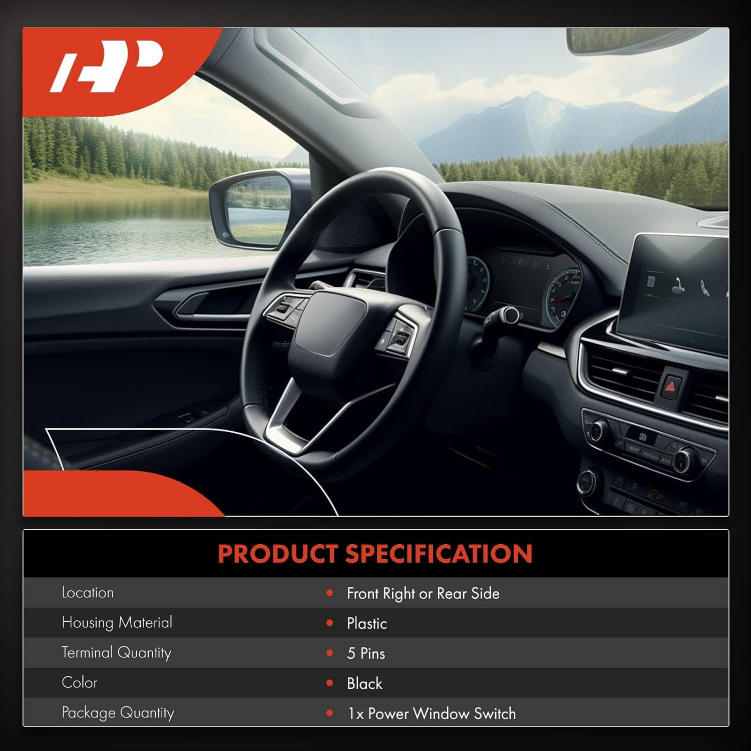 A-Premium Power Window Switch Compatible with Honda Element 2003-2011, Fit 2007-2008, Front Right or Rear, Replace# 35760S6A003ZC