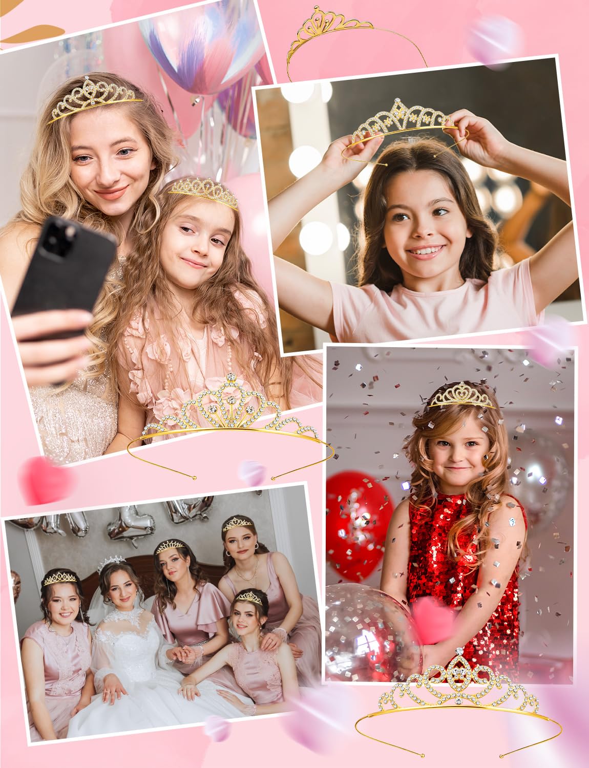 12 Pcs Crystal Crowns Headbands, Gold Princess Headband Rhinestone Bulk | Crown Queen Headband for Women Princess Hair Accessories for Birthday Party, Wedding(Random)