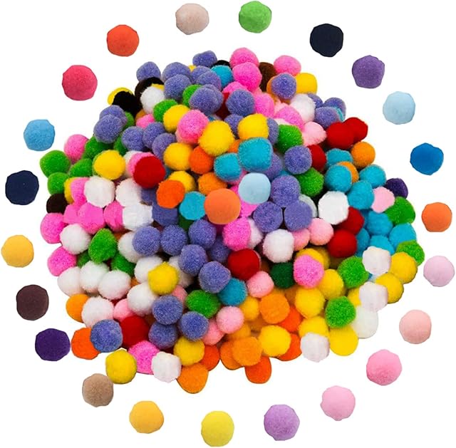 VIKSAUN 1000 Pieces 10mm Pom Poms for Craft Making,Cheerleading Balls, Hobby Supplies and DIY Creative Crafts Decorations, Assorted Mixed Color Soft Flutty Mini Pom Poms for Kids Art (Multicolored)
