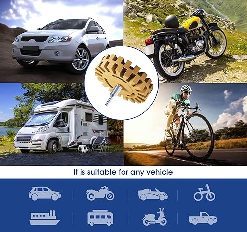 Miniatura 8 de CowboyBOB Paquete de 2 unidades de goma para quitar calcomanías, rueda de goma para taladro, elimina rayas de automóvil, cintas de vinilo y