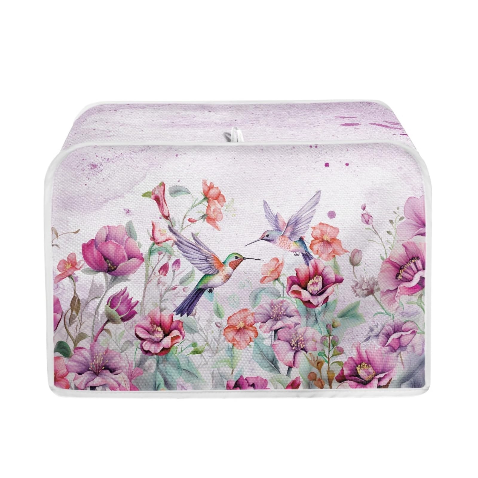 TOADDMOS Hummingbird Floral Pink 2 Slice Toaster Cover,Kitchen Appliances Dust Cover for Bread Bakeware