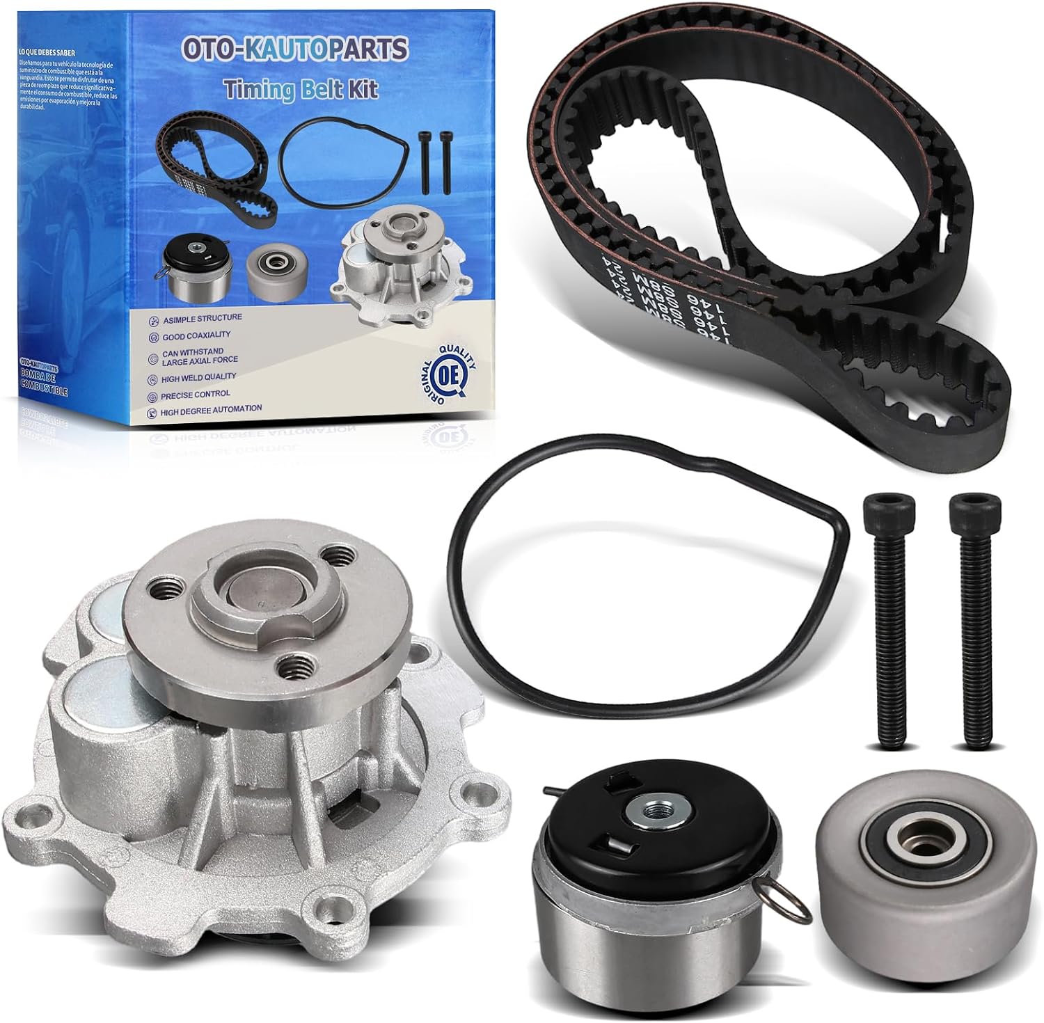 OTO-K Timing Belt Kit with Water Pump Compatible with 2009-2018 Chevy Cruze Sonic Aveo Aveo5,2009-2010 Pontiac G3,2007-2008 Saturn Astra,1.6L 1.8L,Replace#TCKWP338