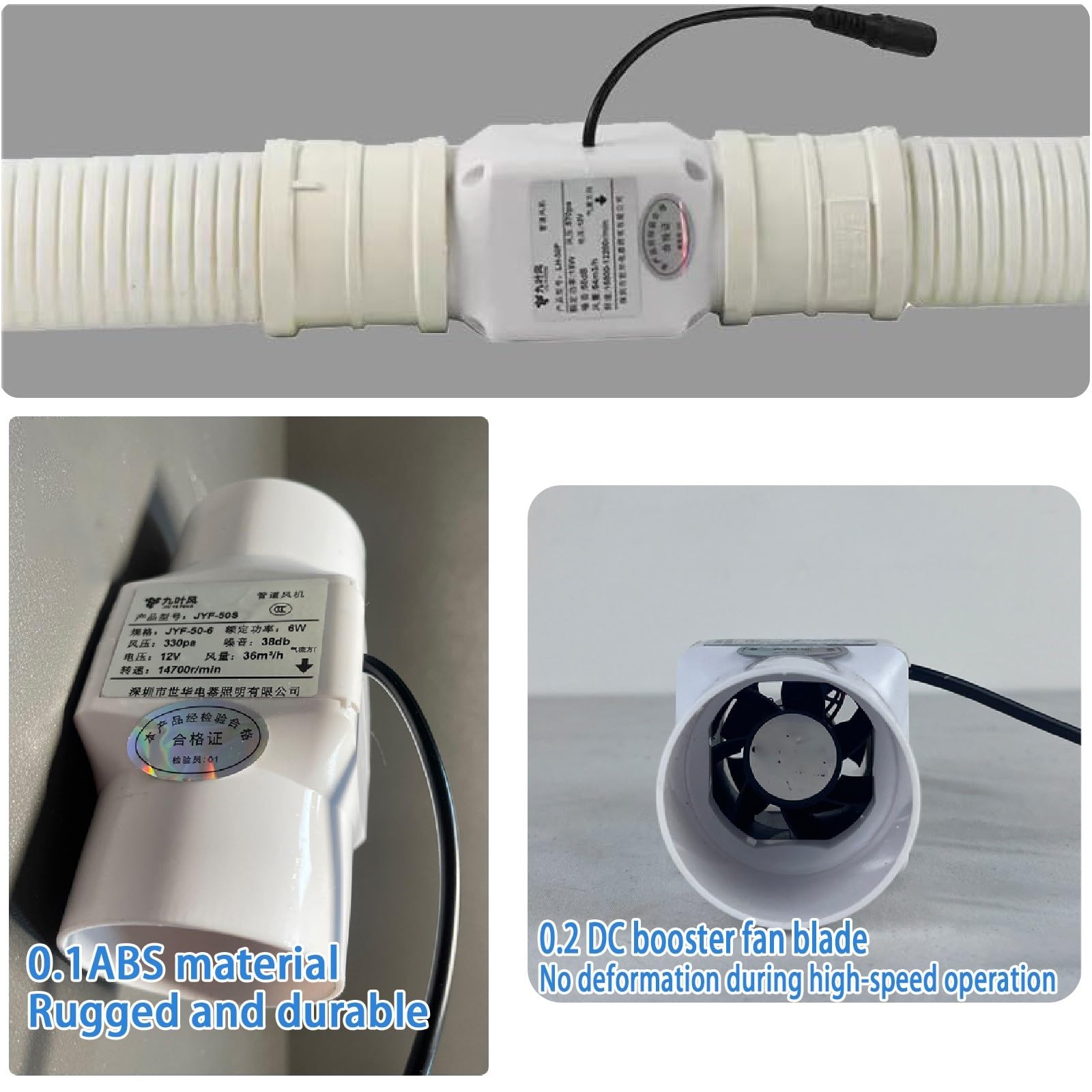 Wentylator rzędowy 5.1 cm 12 V DC energooszczędny wzmacniacz HVAC wentylator wentylacyjny z regulacją prędkości na poddasze, warsztaty, piwnice i łazienki - 32 CFM