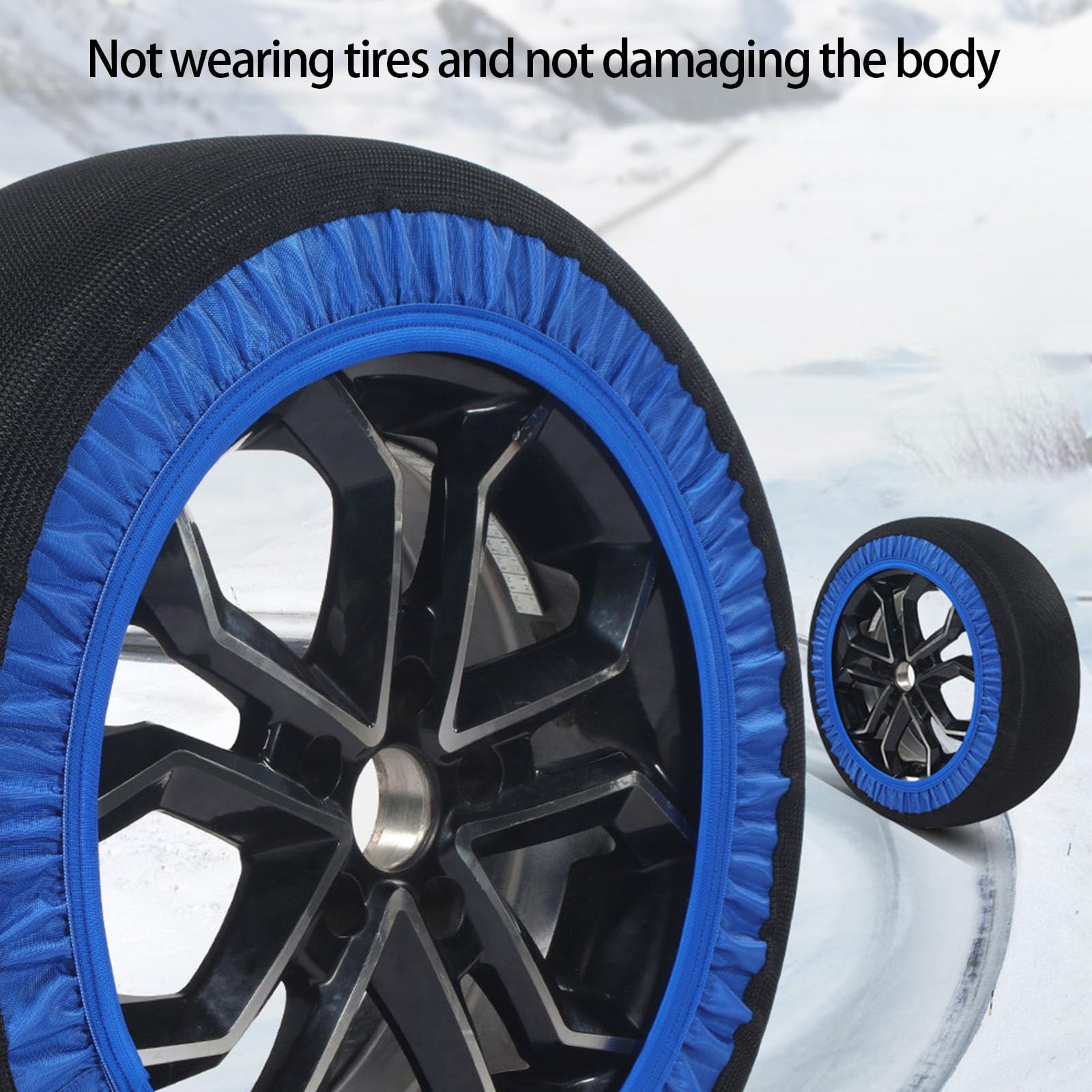 Lot de 2 paires de chaussettes à neige universelles pour pneus de voiture, SUV et camions - Solution antidérapante offrant une traction sûre - Chaînes à neige textiles