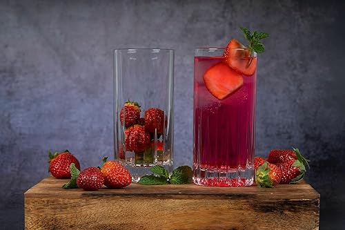 Miniatura 4 de LEMONSODA Vasos Collins de corte de cristal de alta gama, cristal Traze Collins de corte de cristal, elegante juego de cristalería, regalos de