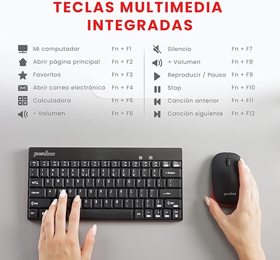 Perixx PERIDUO-712B ES Wireless Keyboard and Mouse Combo - Black - Espanol QWERTY